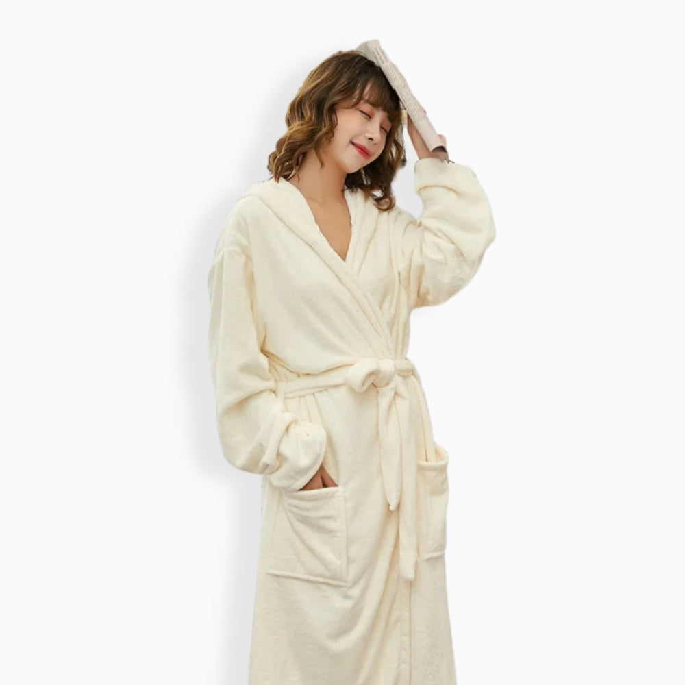 Peignoir Polaire Femme Doux à Capuche