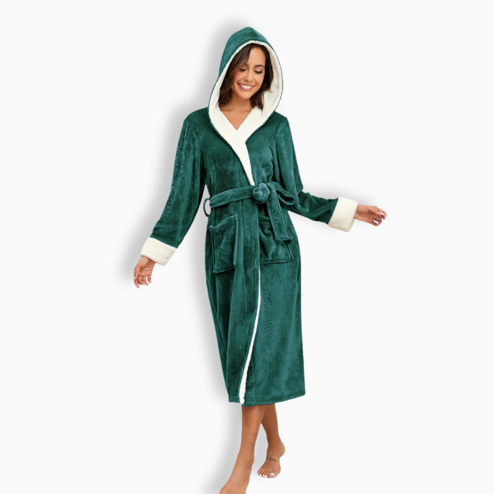 Peignoir Polaire Femme Chaud avec Capuche