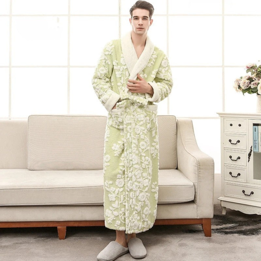 Peignoir Polaire Homme Long Fleuri