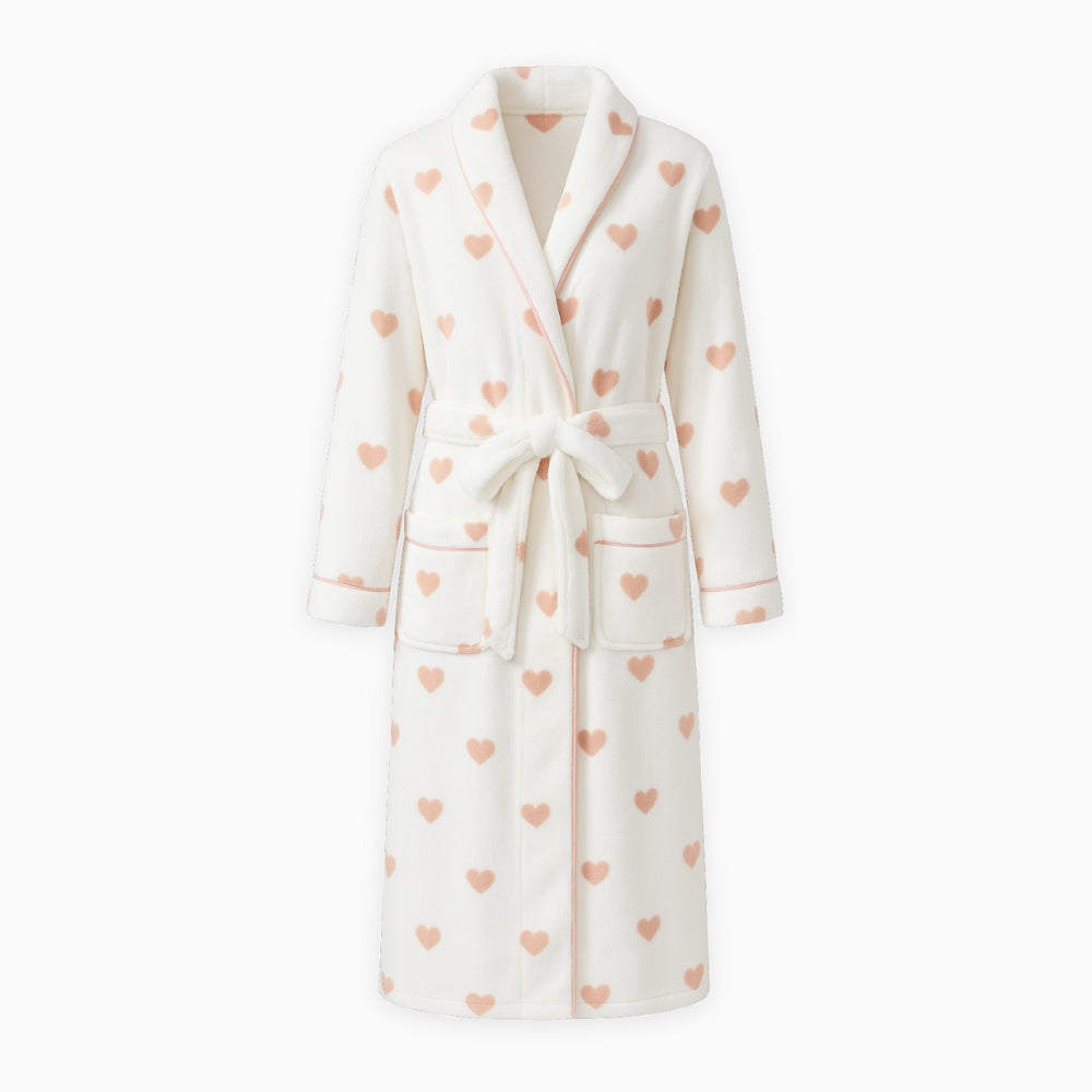 Peignoir Polaire Femme Cœur