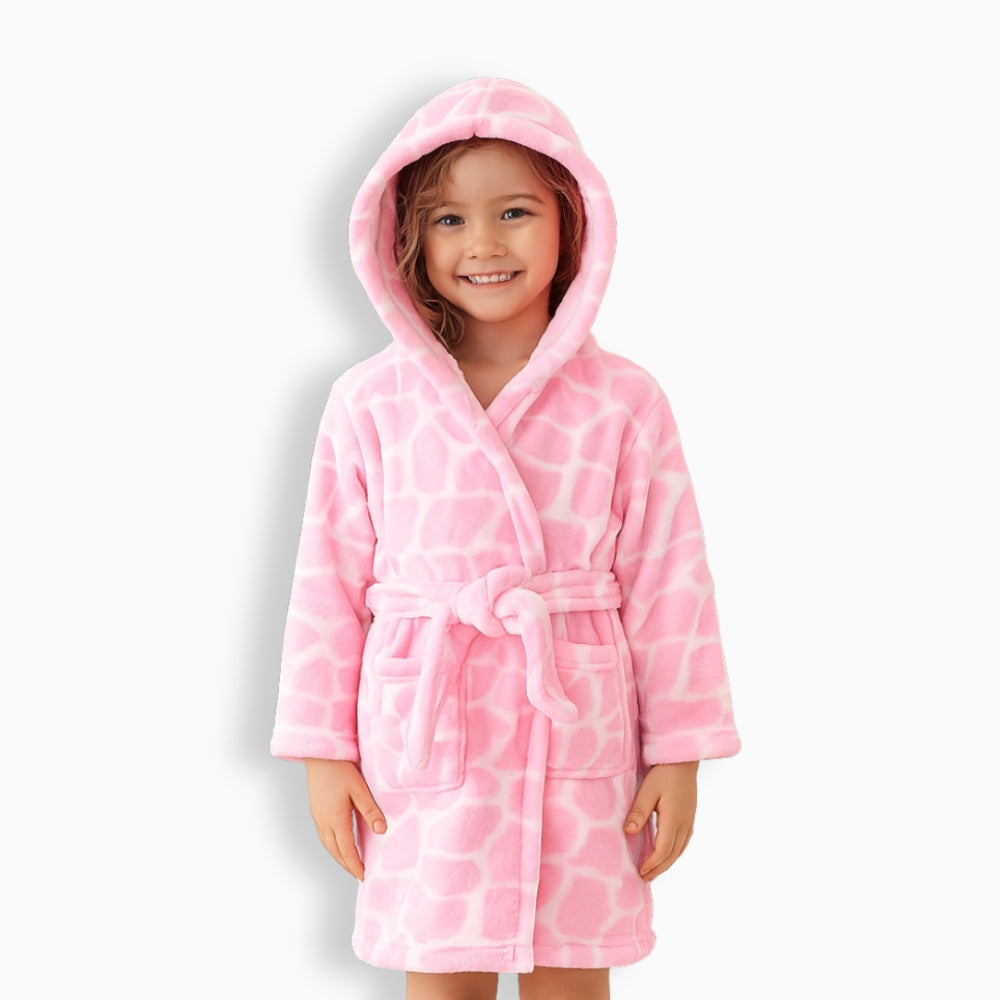 Peignoir Polaire Enfant Rose à Capuche