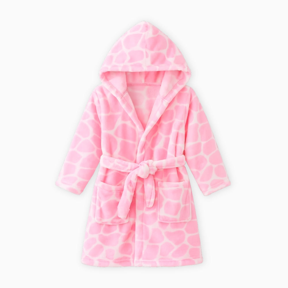Peignoir Polaire Enfant Rose à Capuche