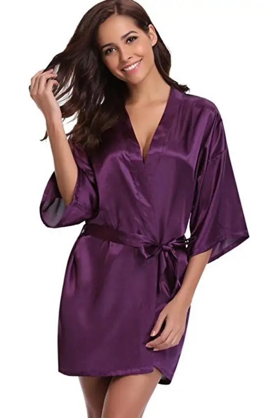 Peignoir Court Satin Femme