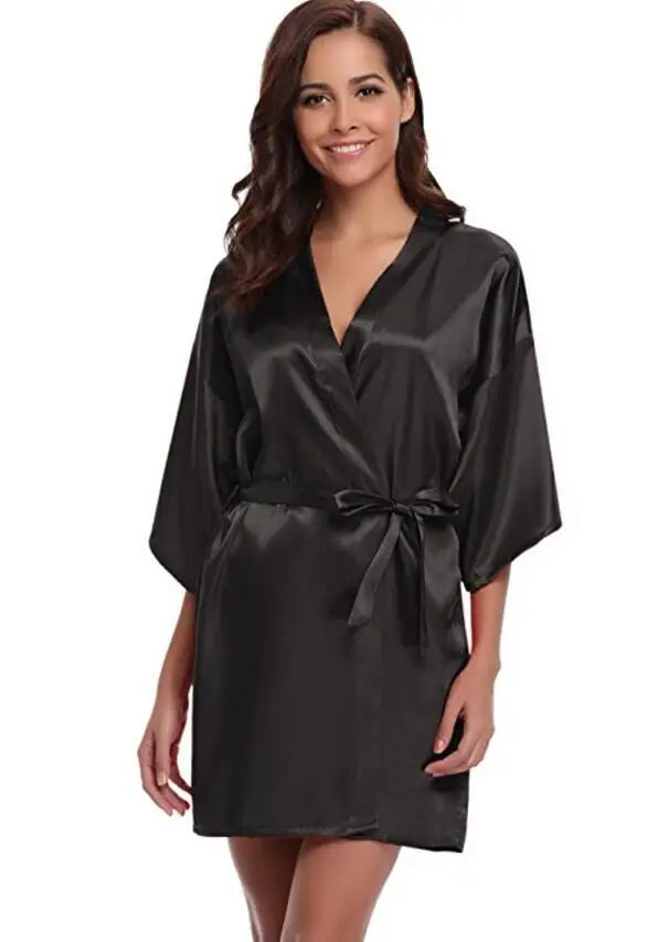 Peignoir Court Satin Femme