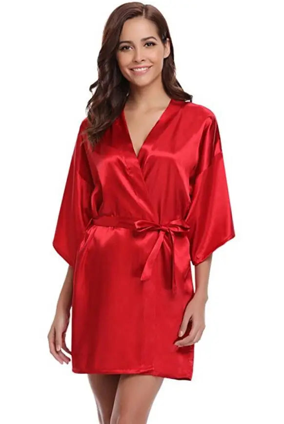 Peignoir Court Satin Femme