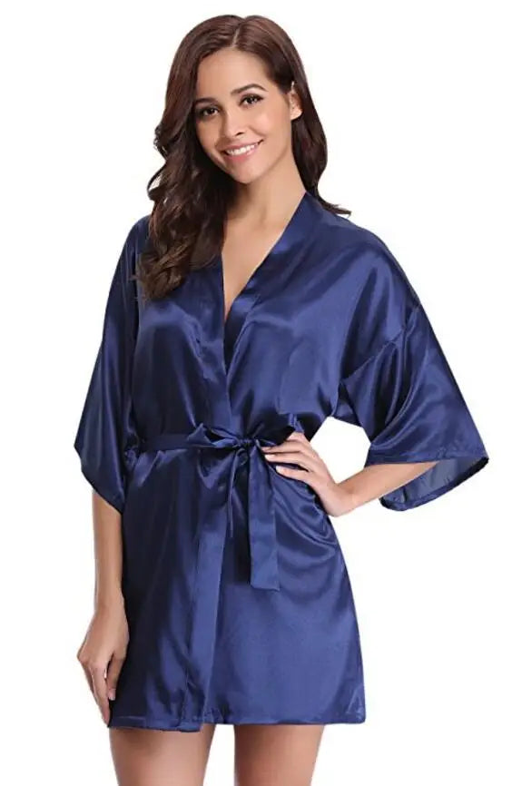 Peignoir Court Satin Femme