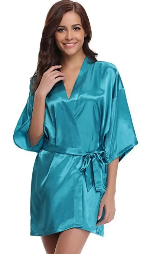 Peignoir Court Satin Femme
