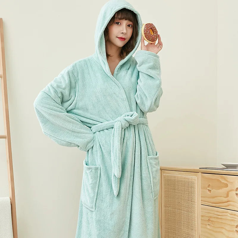 Peignoir Polaire Femme Doux à Capuche