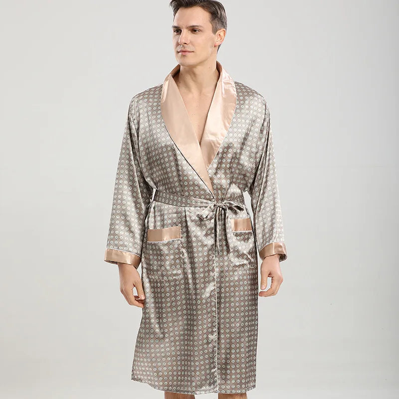 Peignoir Luxe Homme Satin Or