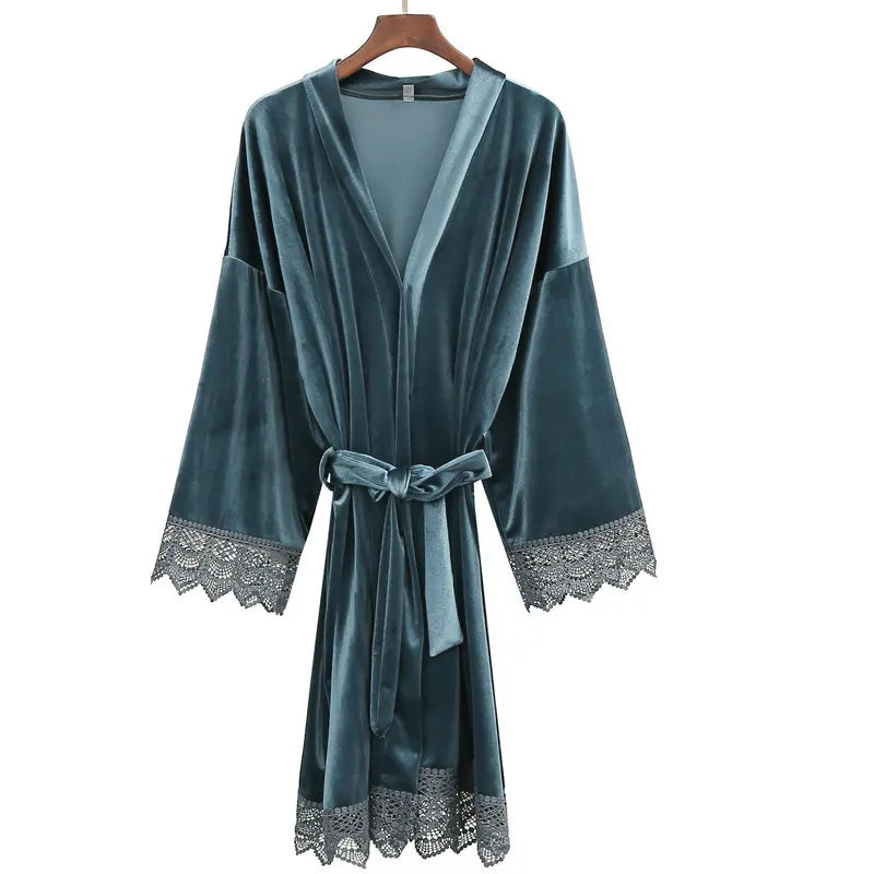 Peignoir Luxe Femme Velours Court
