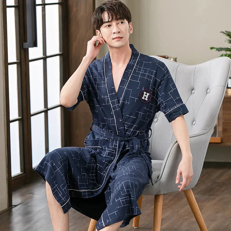 Peignoir Luxe Homme Manches Courtes Chic