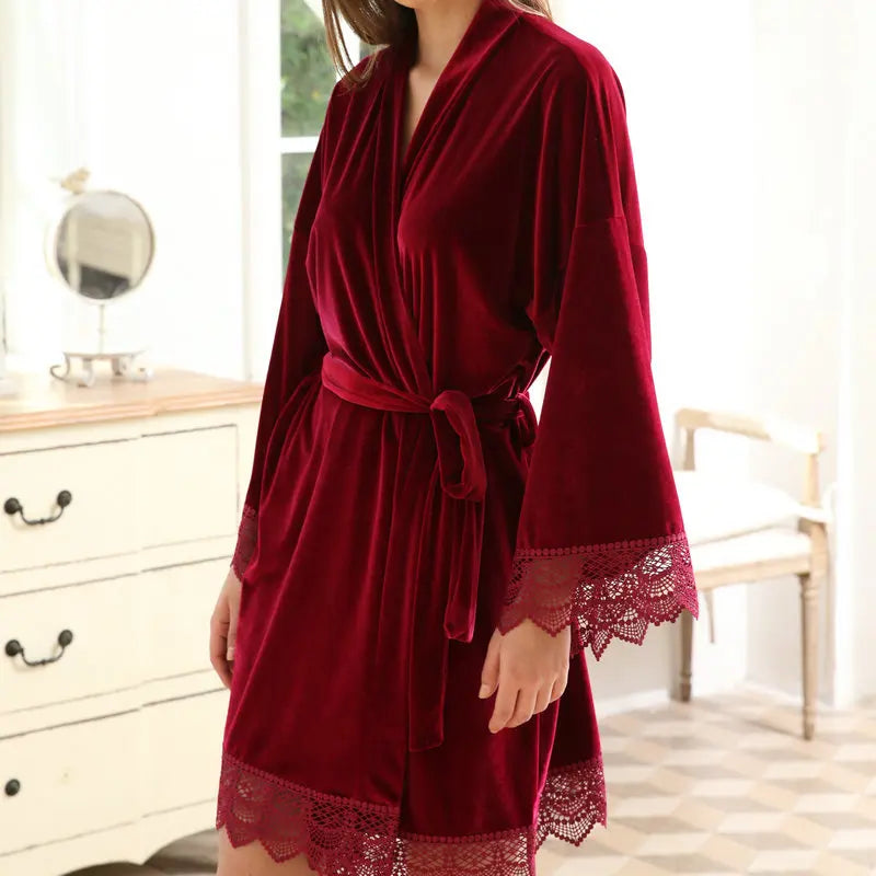 Peignoir Luxe Femme Velours Court