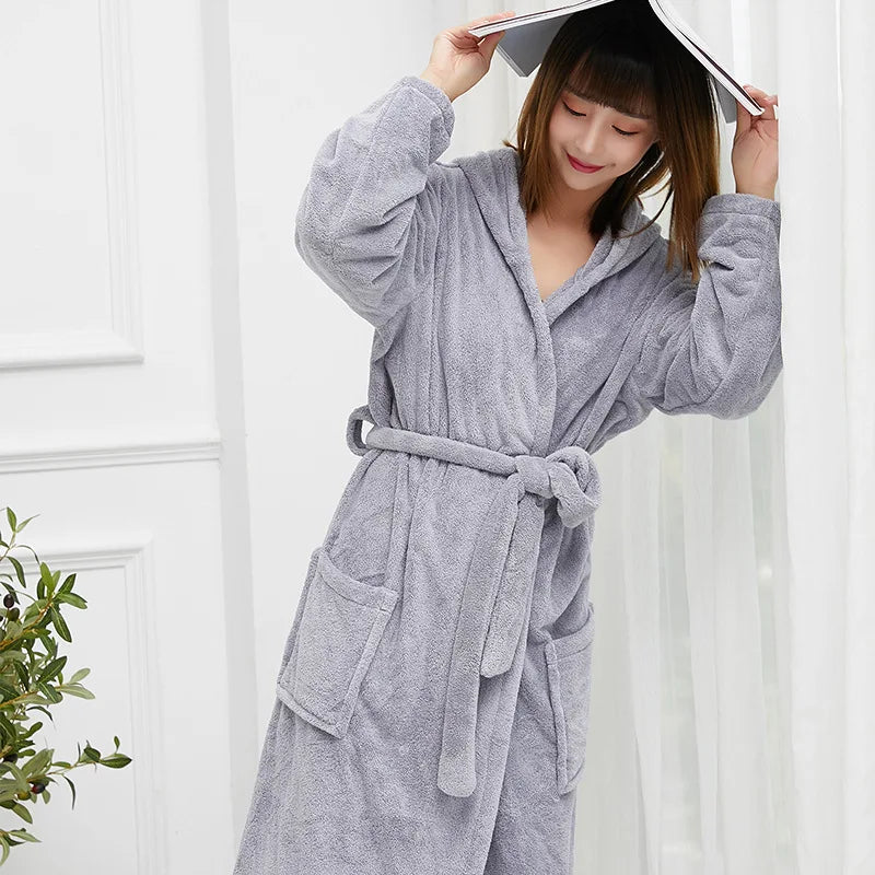 Peignoir Polaire Femme Doux à Capuche