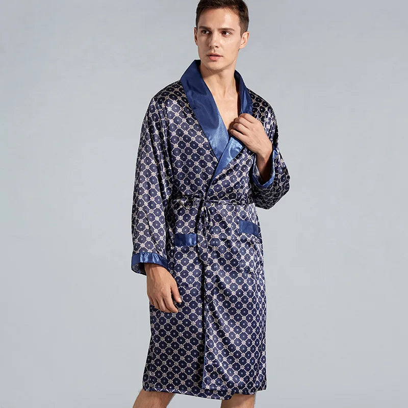 Peignoir Luxe Homme Satin à Motifs