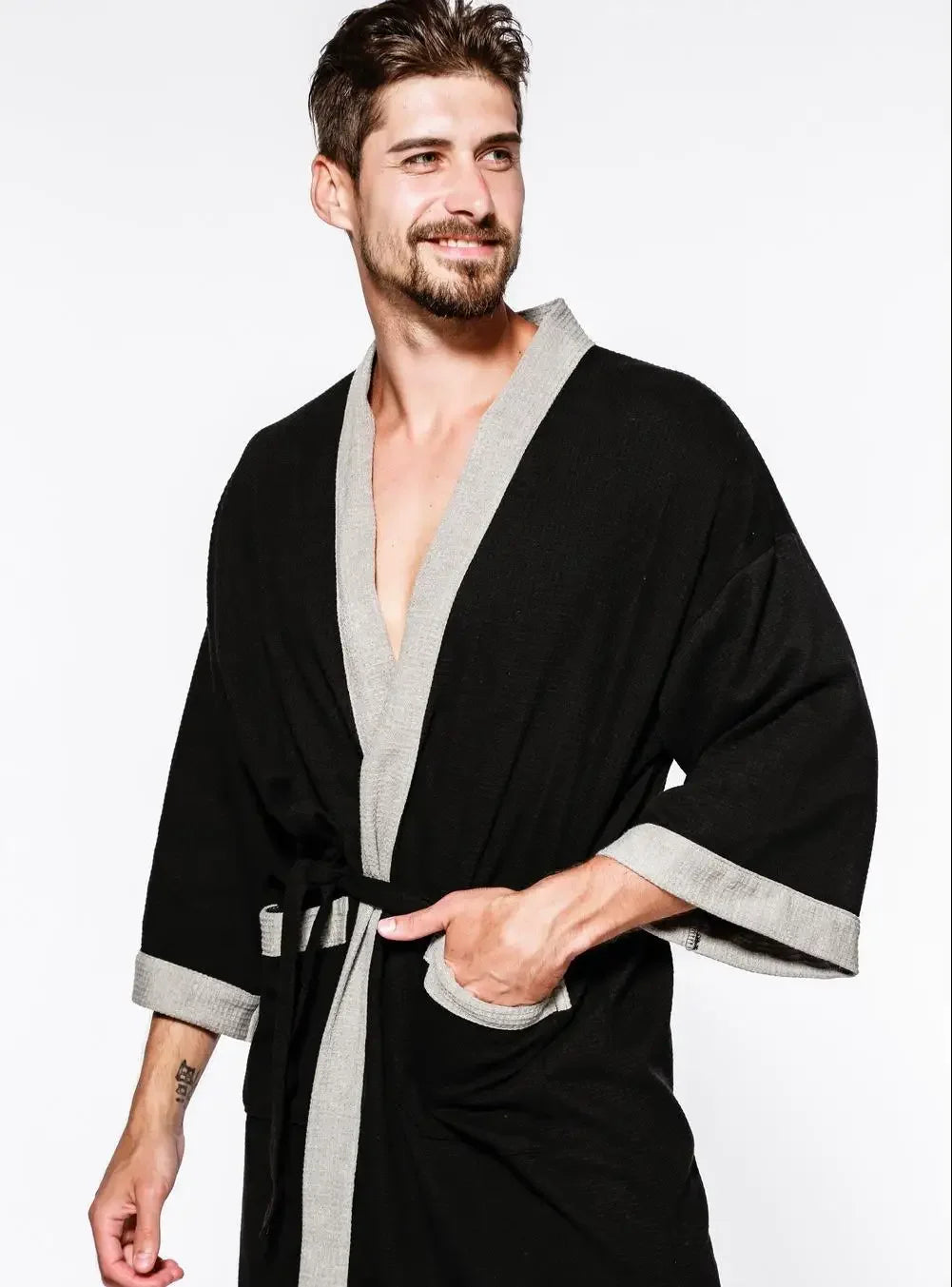 Peignoir de Bain Homme Gaufré Poches