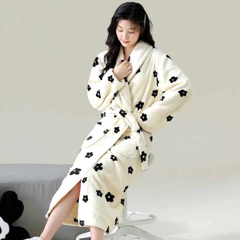Peignoir Polaire Femme Fleur