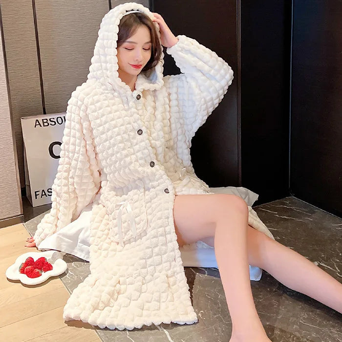 Peignoir Polaire Femme Long Épais