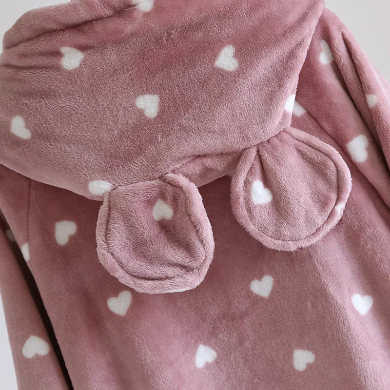 Peignoir Polaire Femme Chaud à Capuches