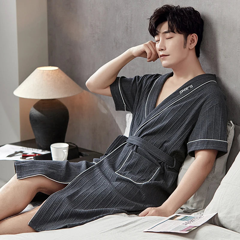 Peignoir Luxe Homme Manches Courtes Uni