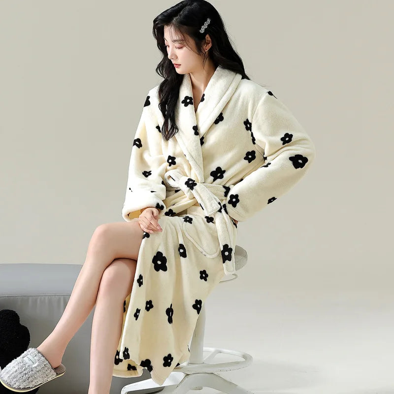 Peignoir Polaire Femme Fleur
