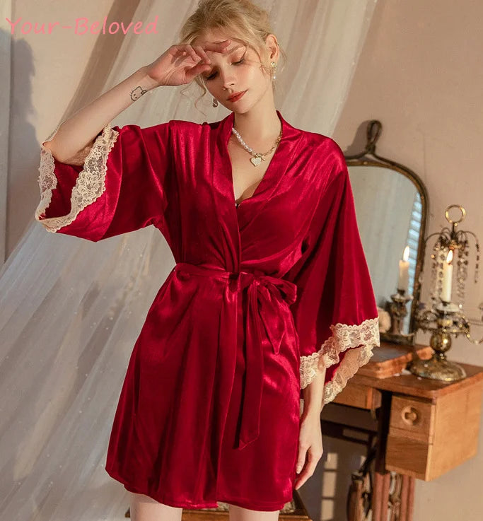 Peignoir Luxe Femme Velours Court