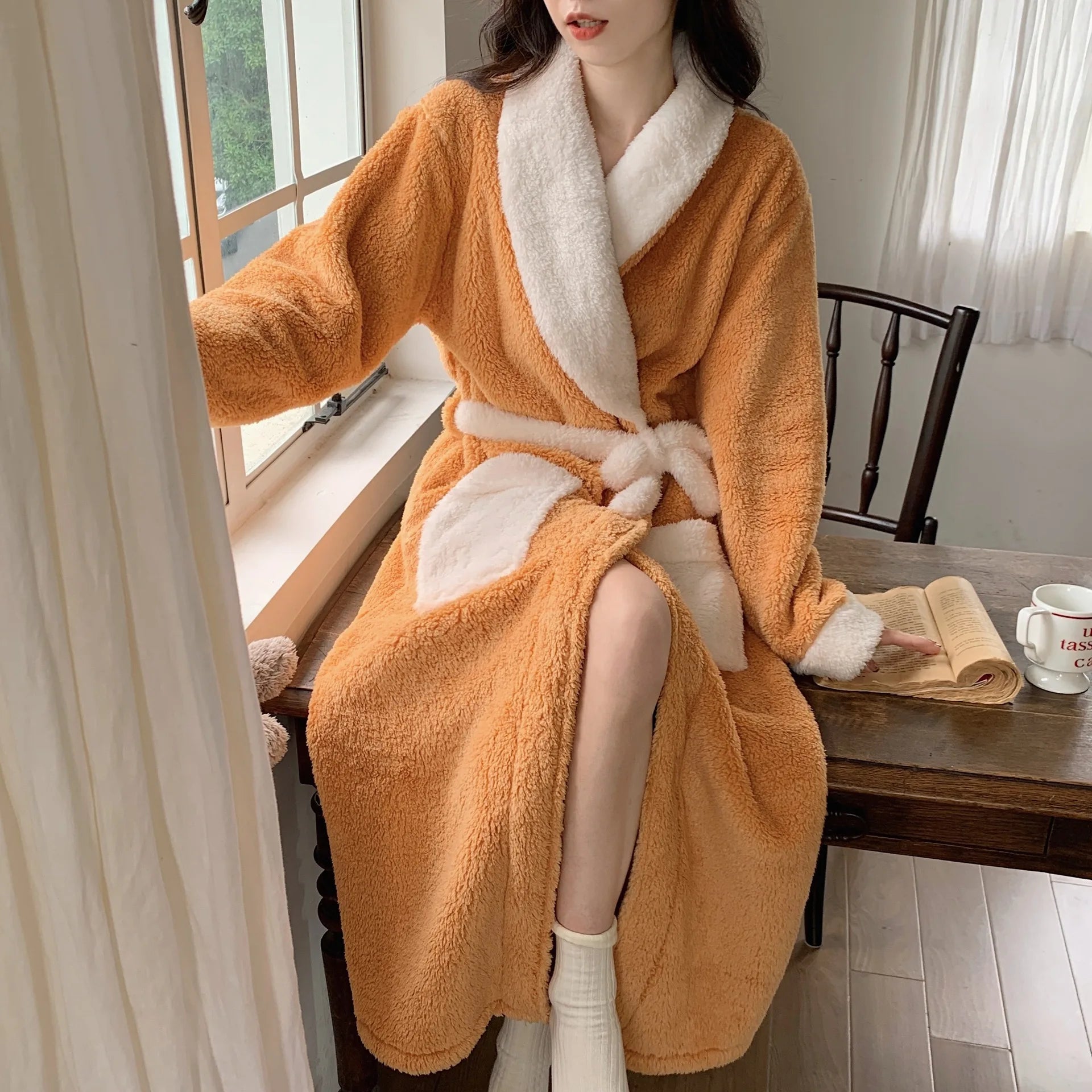 Peignoir Polaire Femme Long Uni