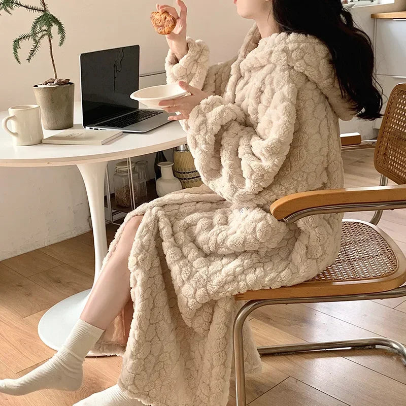 Peignoir Polaire Femme Doux Uni