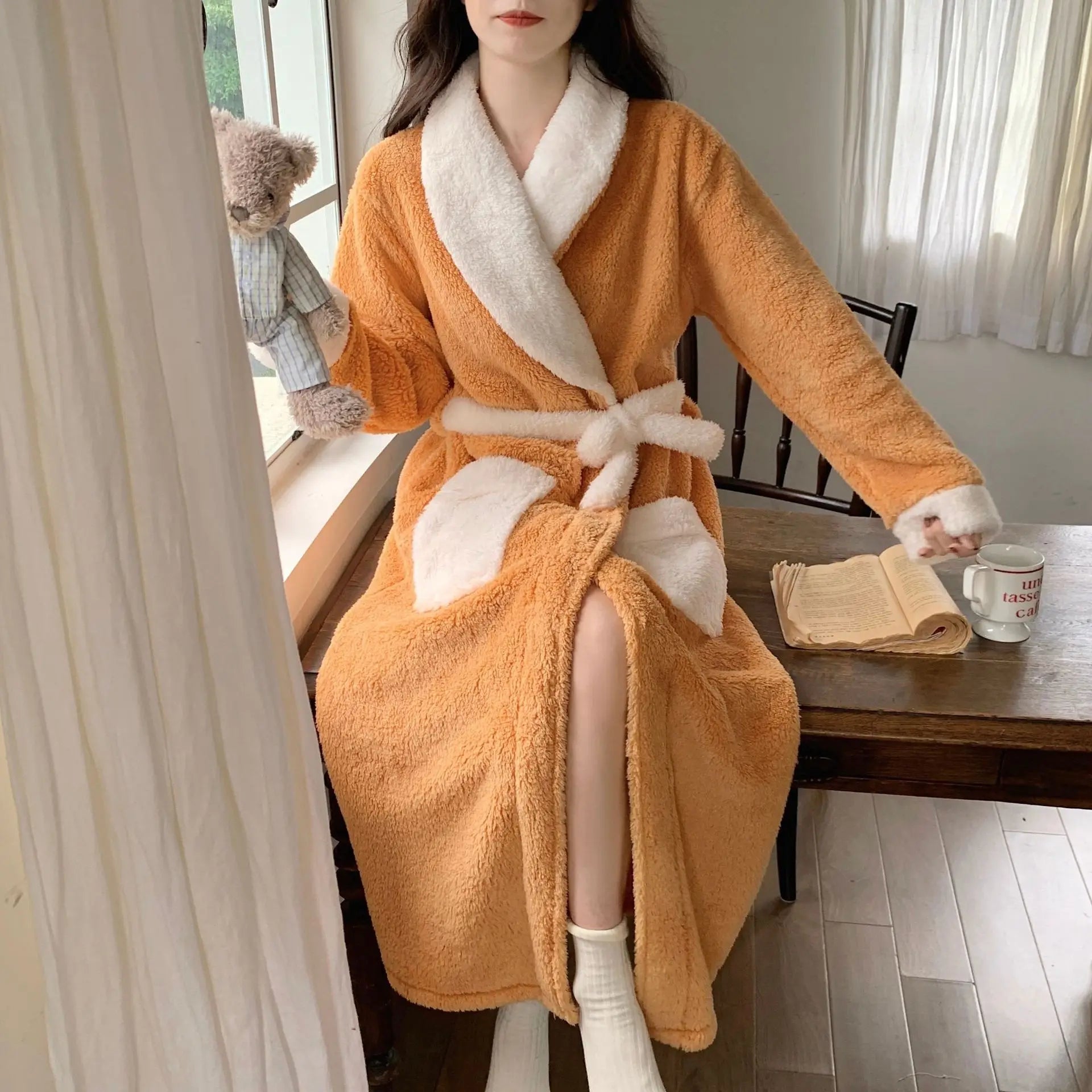 Peignoir Polaire Femme Long Uni