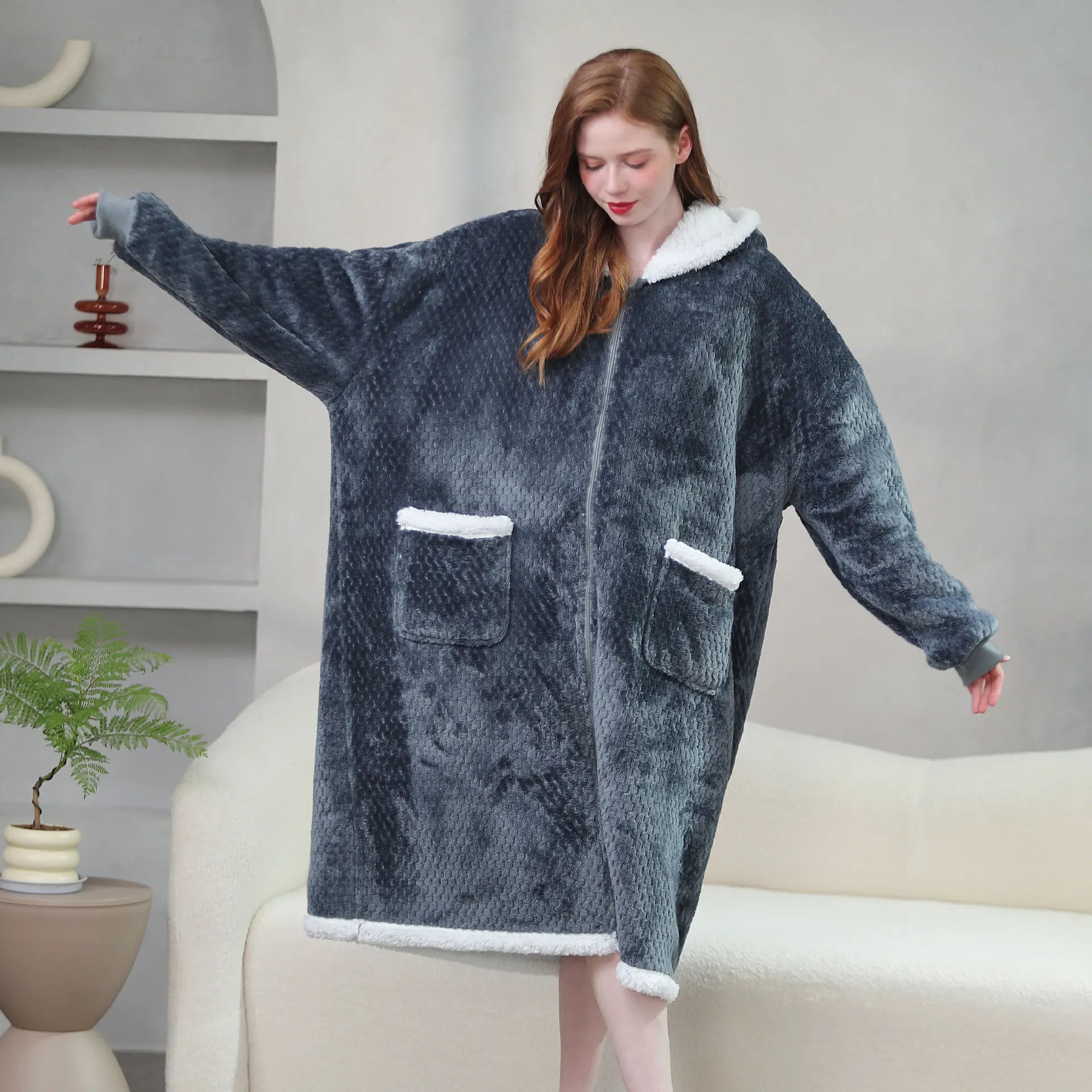 Peignoir Polaire Femme Zip