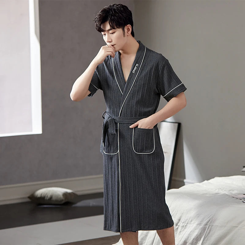 Peignoir Luxe Homme Manches Courtes Uni