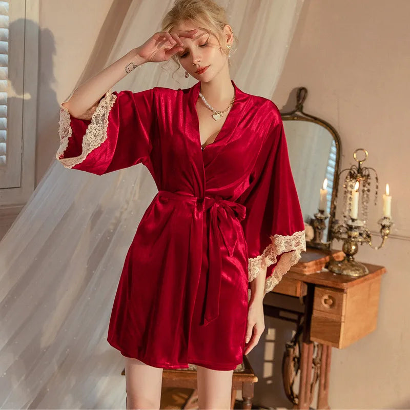Peignoir Luxe Femme Velours Court