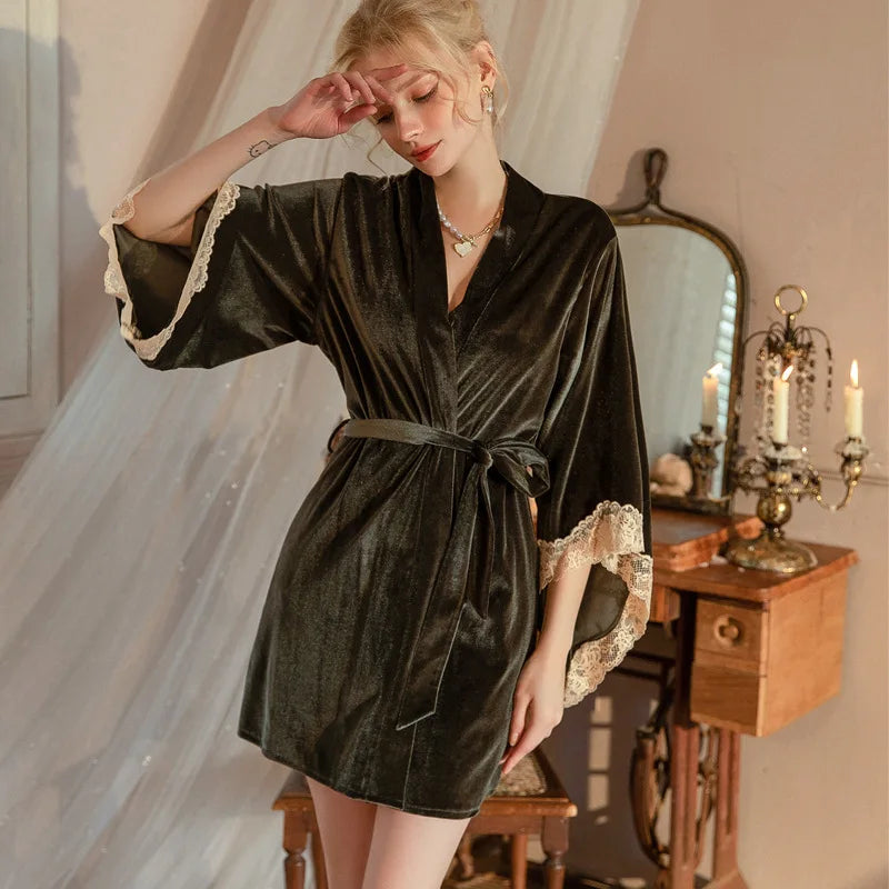 Peignoir Luxe Femme Velours Court