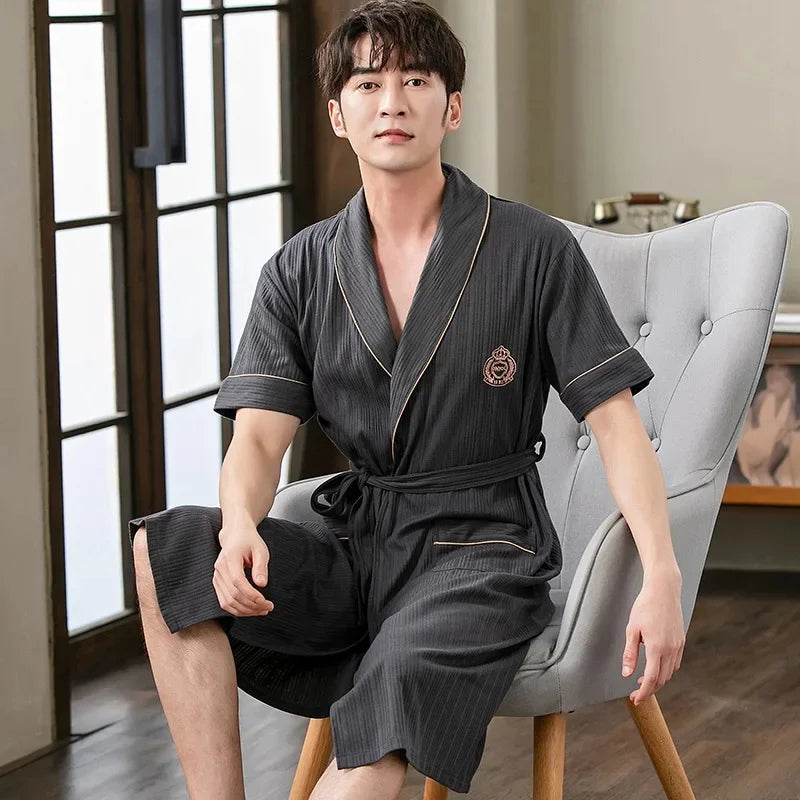 Peignoir Luxe Homme à Manches Courtes Confort