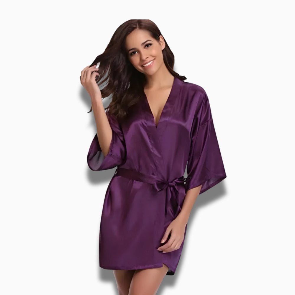 Peignoir Court Satin Femme